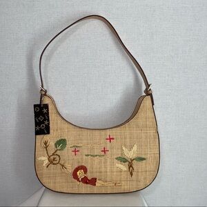 Lany Straw Bag Tropical Sunbathing Woman Embroidered Beaded